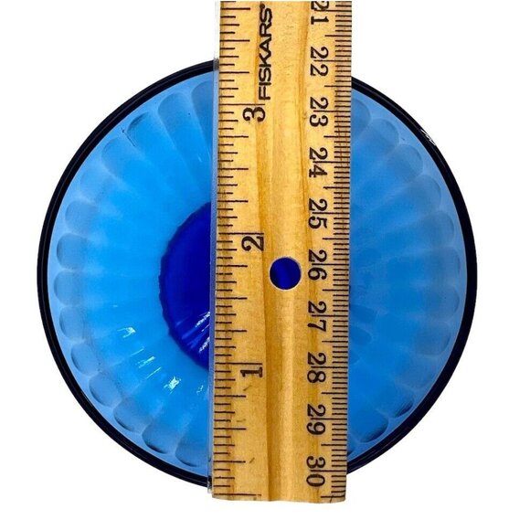 3 Vintage Hazel Atlas Aurora Colbalt Blue Footed Coupes Dessert Bowl Depression - Picture 6 of 6